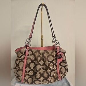 Coach Brown and Pink Designer Tote Bag